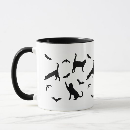 Schwarze Katzen und Fledermäuse, ein hässliches Ha Tasse (Links)