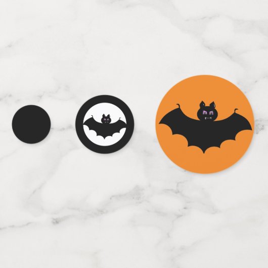 Schwarze Katzen und fliegende Fledermäuse Konfetti (Rückseiten)