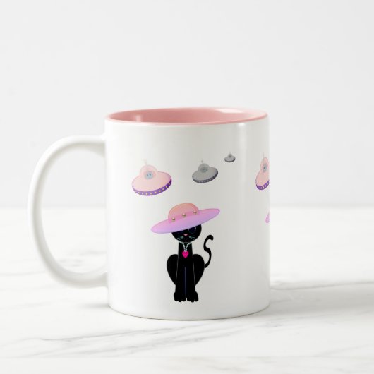 Schwarze Katzen und fliegende Sauerker Zweifarbige Tasse (Links)