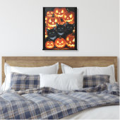 Schwarze Katzen und Jack O’Lanterns Leinwanddruck (Insitu (Schlafzimmer))
