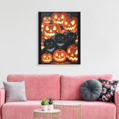 Schwarze Katzen und Jack O’Lanterns Leinwanddruck (Insitu (Wohnzimmer))