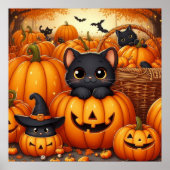 Schwarze Katzen und Jack-O-Lanterns Poster (Vorne)