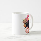 "Schwarze Katzen und köstliche Donuts: ein perfekt Kaffeetasse (VorderseiteRechts)