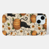 Schwarze Katzen und Kürbis Halloween-Muster Case-Mate iPhone Hülle (Rückseite (Horizontal))