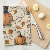 Schwarze Katzen und Kürbis Halloween-Muster Geschirrtuch (Viertel Falte)