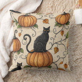 Schwarze Katzen und Kürbis Halloween-Muster Kissen