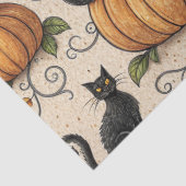 Schwarze Katzen und Kürbis Halloween-Muster Seidenpapier (Detail)