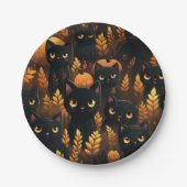 Schwarze Katzen und Kürbis Pappteller (Vorderseite)