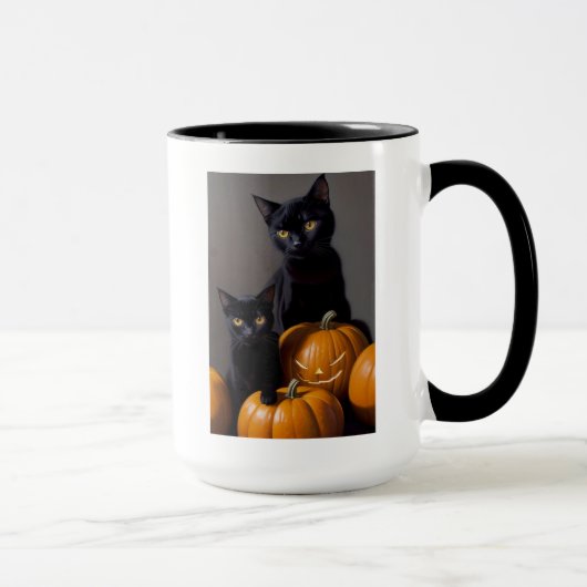 Schwarze Katzen und Kürbis Tasse (Rechts)