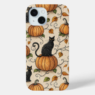 Schwarze Katzen und Kürbisse Halloween-Muster Case-Mate iPhone Hülle