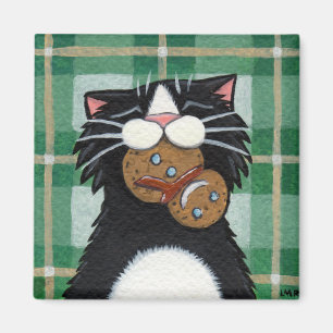 Schwarze Katzen-und Lebkuchen-Schneemann-Magnet Magnet