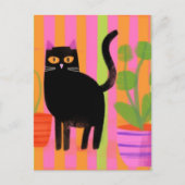 Schwarze Katzen und Pflanze Postkarte (Vorderseite)