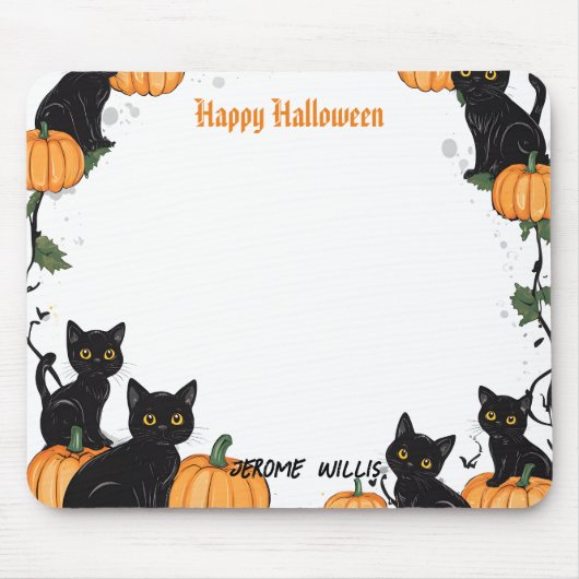 Schwarze Katzen und Pumpkin Happy Halloween Mousepad (Vorne)