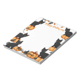 Schwarze Katzen und Pumpkin Happy Halloween Notizblock
