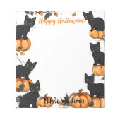 Schwarze Katzen und Pumpkin Happy Halloween Notizblock (Vorderseite)