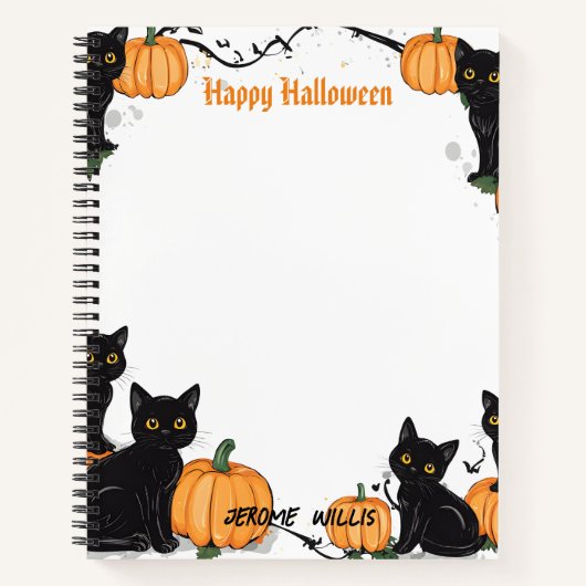 Schwarze Katzen und Pumpkin Happy Halloween Notizblock (Vorderseite)