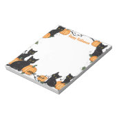 Schwarze Katzen und Pumpkin Happy Halloween Notizblock (Rotiert)