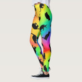 Schwarze Katzen und Regenbogen-Leggings Leggings (Links)