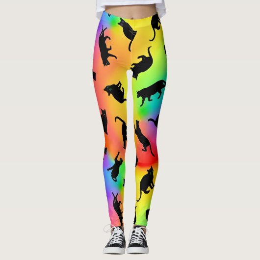 Schwarze Katzen und Regenbogen-Leggings Leggings (Vorderseite)