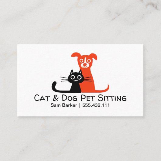 Schwarze Katzen und rote Hunde Sitzen | Pflege von Visitenkarte (Vorderseite)