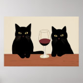 Schwarze Katzen und Rotwein Minimalist Poster (Vorne)