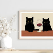 Schwarze Katzen und Rotwein Minimalist Poster