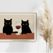 Schwarze Katzen und Rotwein Minimalist Poster