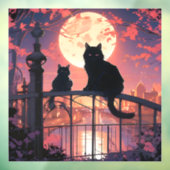 Schwarze Katzen und Vollmond Fensteraufkleber (Blatt 3)