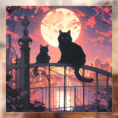 Schwarze Katzen und Vollmond Fensteraufkleber (Blatt 2)
