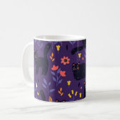 Schwarze Katzen und Wildblumen-Muster Kaffeetasse (Vorderseite Links)