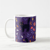 Schwarze Katzen und Wildblumen-Muster Kaffeetasse (Links)