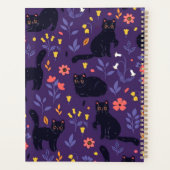 Schwarze Katzen und Wildblumen-Muster Planer (Rückseite)