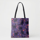 Schwarze Katzen und Wildblumen-Muster Tasche (Vorderseite)