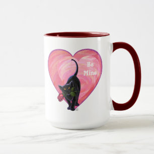 Schwarze Katzen-Valentinstag Tasse