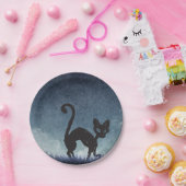 Schwarze Katzen-Vibes-Papierteller Pappteller (Party)
