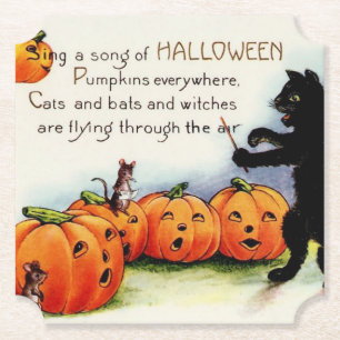 Schwarze Katzen-Vintager PapierUntersetzer Untersetzer