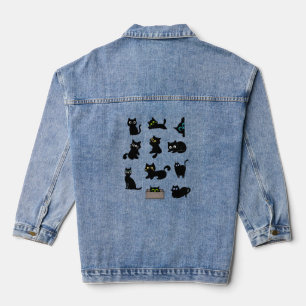 Schwarze Katzen Vinyl Aufkleber Süße Katze Jeansjacke