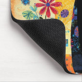 Schwarze Katzen-Volks kunst Mousepad (Ecke)