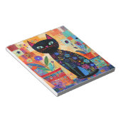 Schwarze Katzen-Volks kunst Notizblock (angewinkelt)