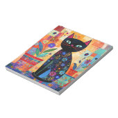 Schwarze Katzen-Volks kunst Notizblock (Rotiert)