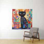 Schwarze Katzen-Volks kunst Wandteppich (Beispiel)