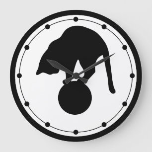 Schwarze Katzen-Wanduhr Große Wanduhr