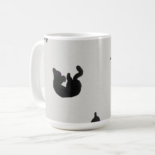 Schwarze Katzen Wasserfarbe Kaffeetasse (Vorderseite Links)