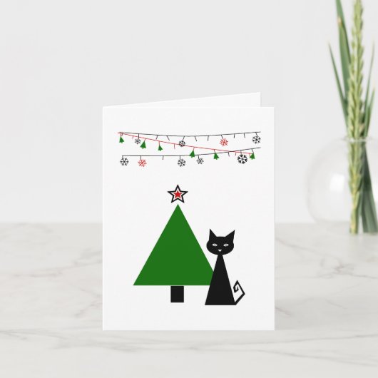 Schwarze Katzen-Weihnachten Feiertagskarte (Vorderseite)
