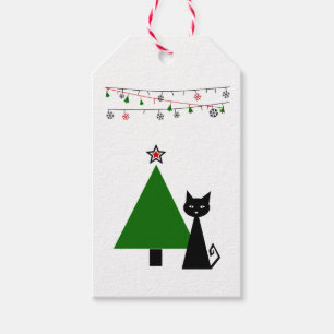 Schwarze Katzen-Weihnachten Geschenkanhänger