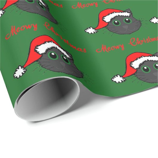 Schwarze Katzen-Weihnachten Geschenkpapier (Rolleneckpunkt)