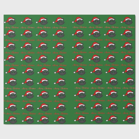 Schwarze Katzen-Weihnachten Geschenkpapier (Saum)