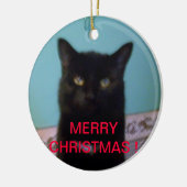Schwarze Katzen-Weihnachten Keramikornament (Links)