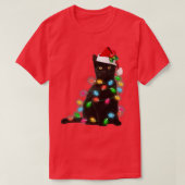 Schwarze Katzen Weihnachten Licht lustig Katzenlie T-Shirt (Design vorne)