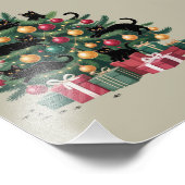 Schwarze Katzen Weihnachtsbaum Katze Lover Xmas Li Fotodruck (Ecke)